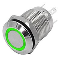 Tlačítko OFF-(ON) 12mm, 250V/2A, zelené prosvětlen